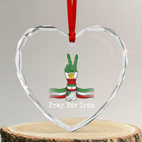 Free Iran Support Heart Crystal Glass Ornament Pray For Iran