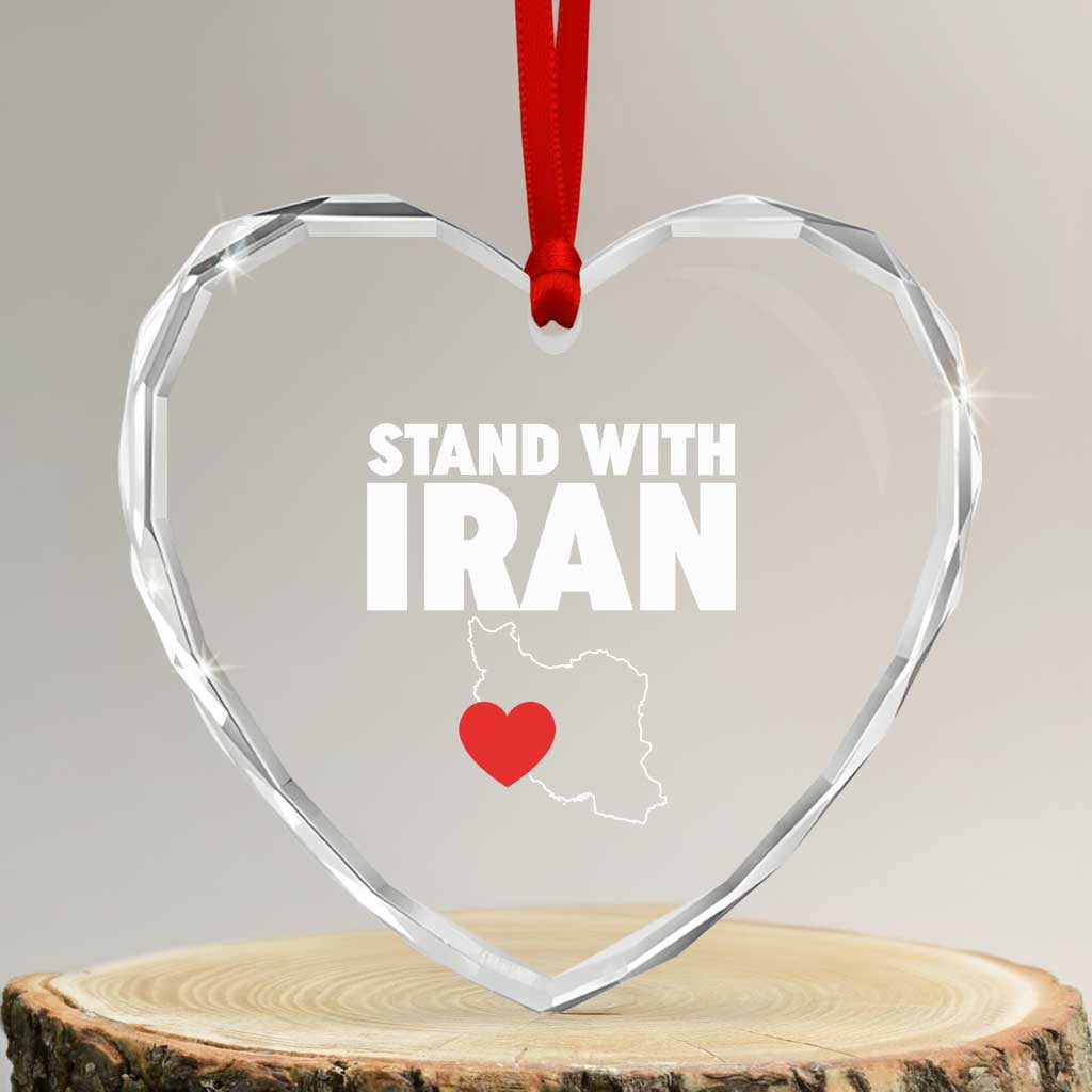 Free Iran Support Iranian MIGA Heart Crystal Glass Ornament