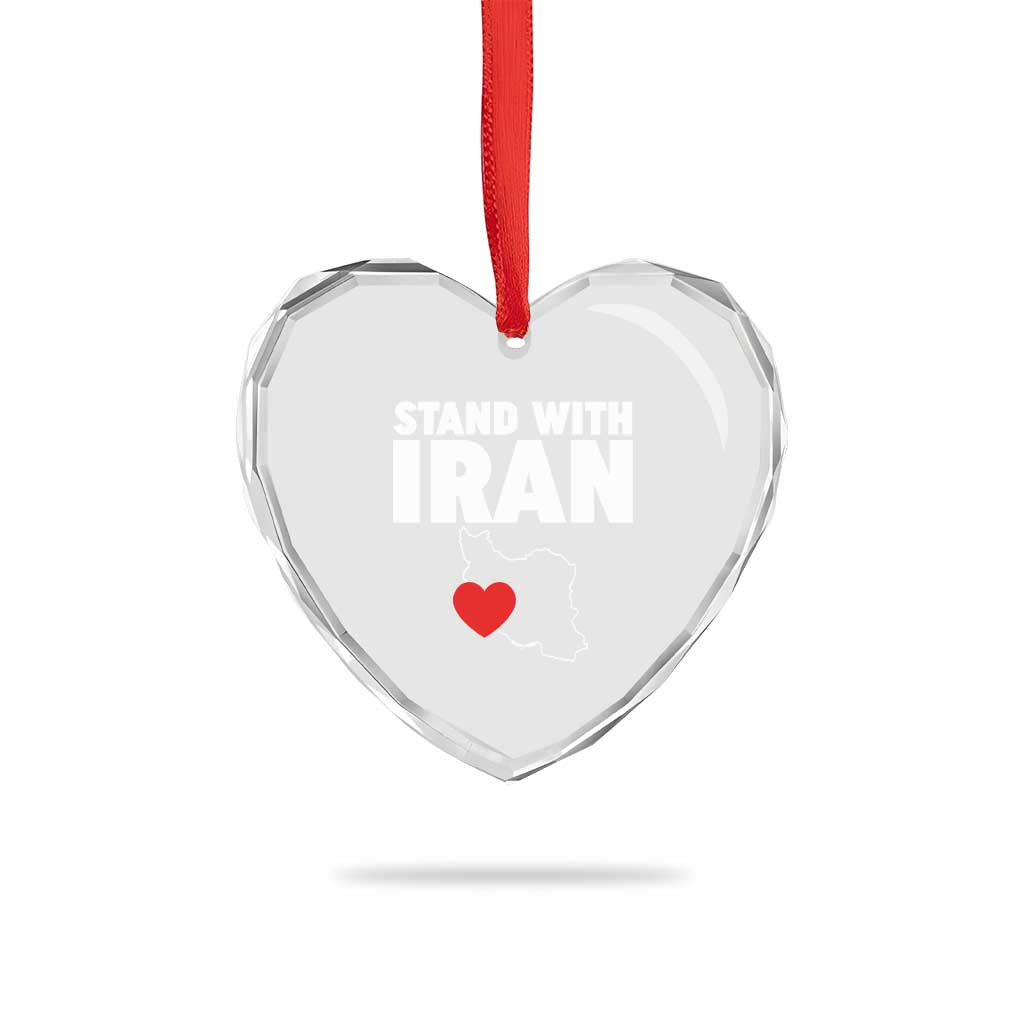 Free Iran Support Iranian MIGA Heart Crystal Glass Ornament