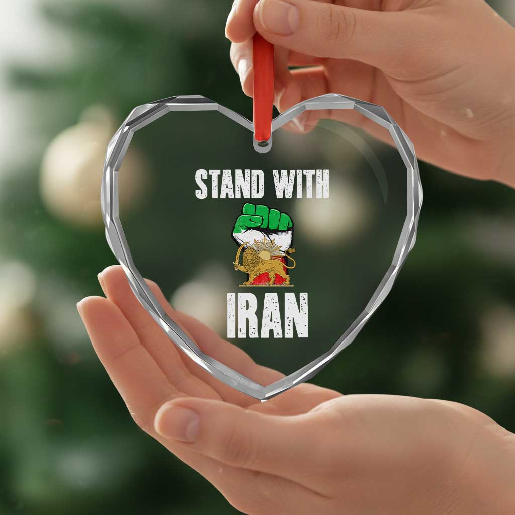 Free Iran Support Iranian MIGA Heart Crystal Glass Ornament Stand With Iran