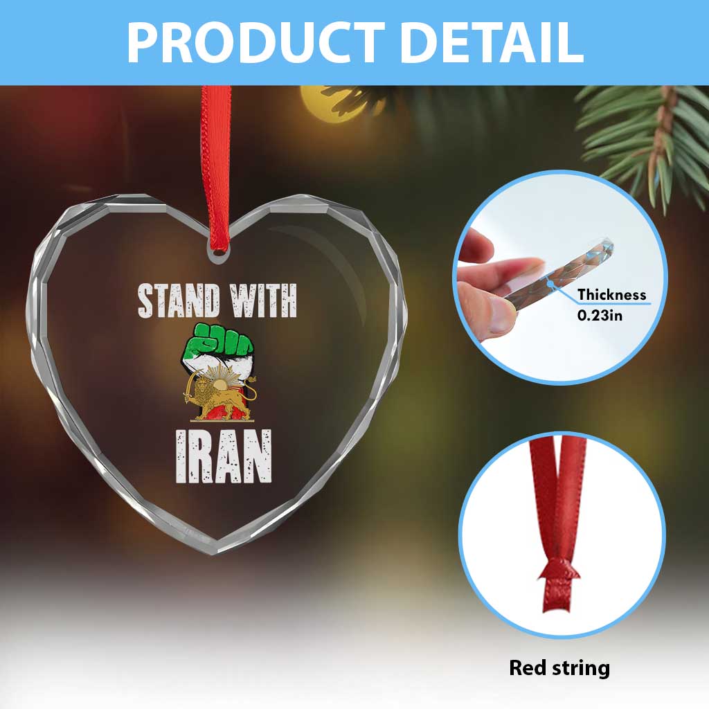 Free Iran Support Iranian MIGA Heart Crystal Glass Ornament Stand With Iran