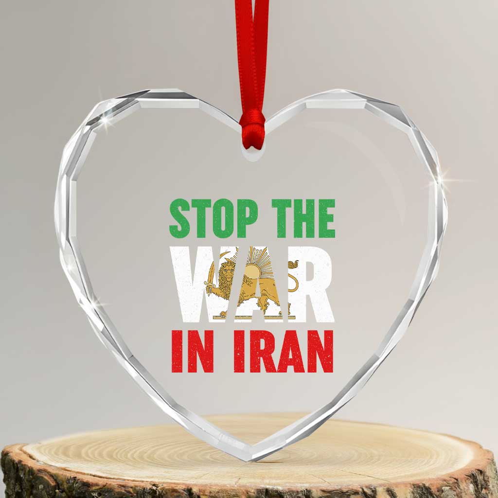 Free Iran Support Iranian MIGA Heart Crystal Glass Ornament Stop The War In Iran