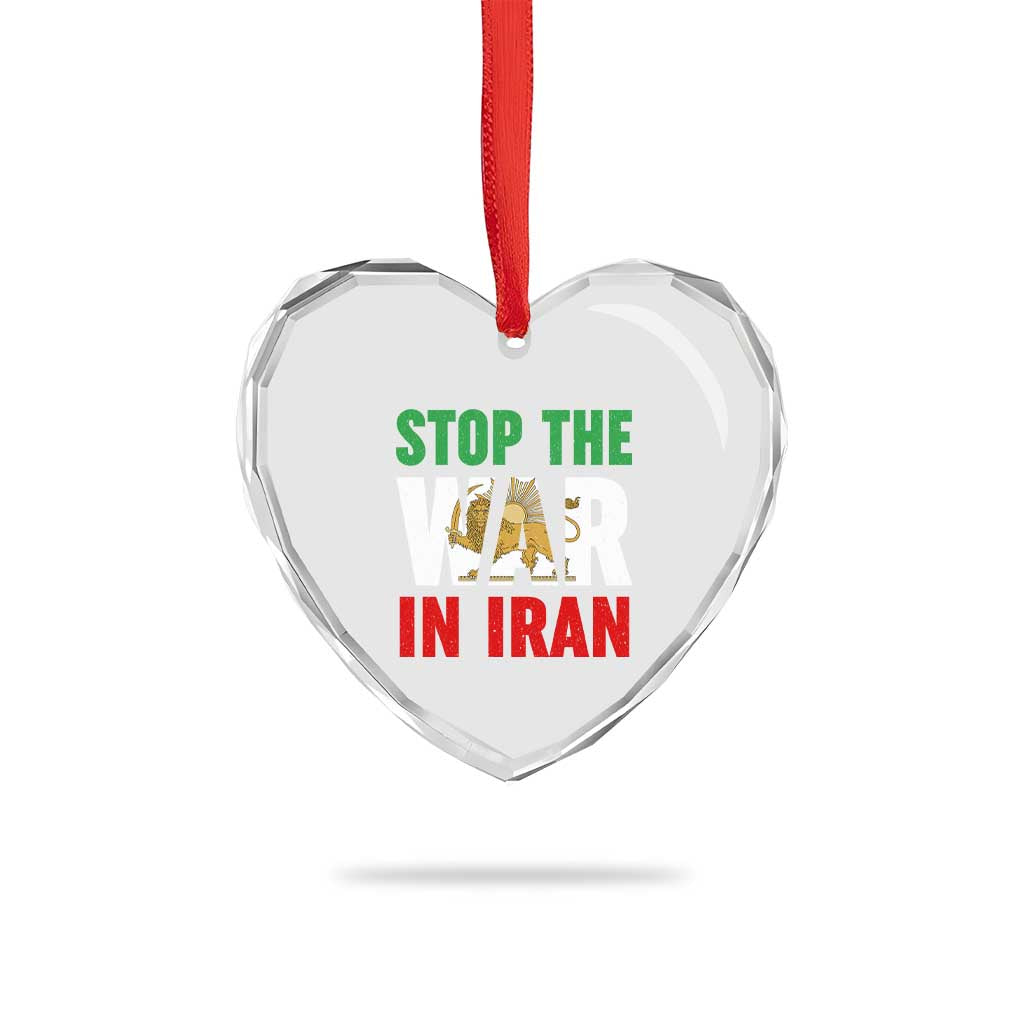 Free Iran Support Iranian MIGA Heart Crystal Glass Ornament Stop The War In Iran