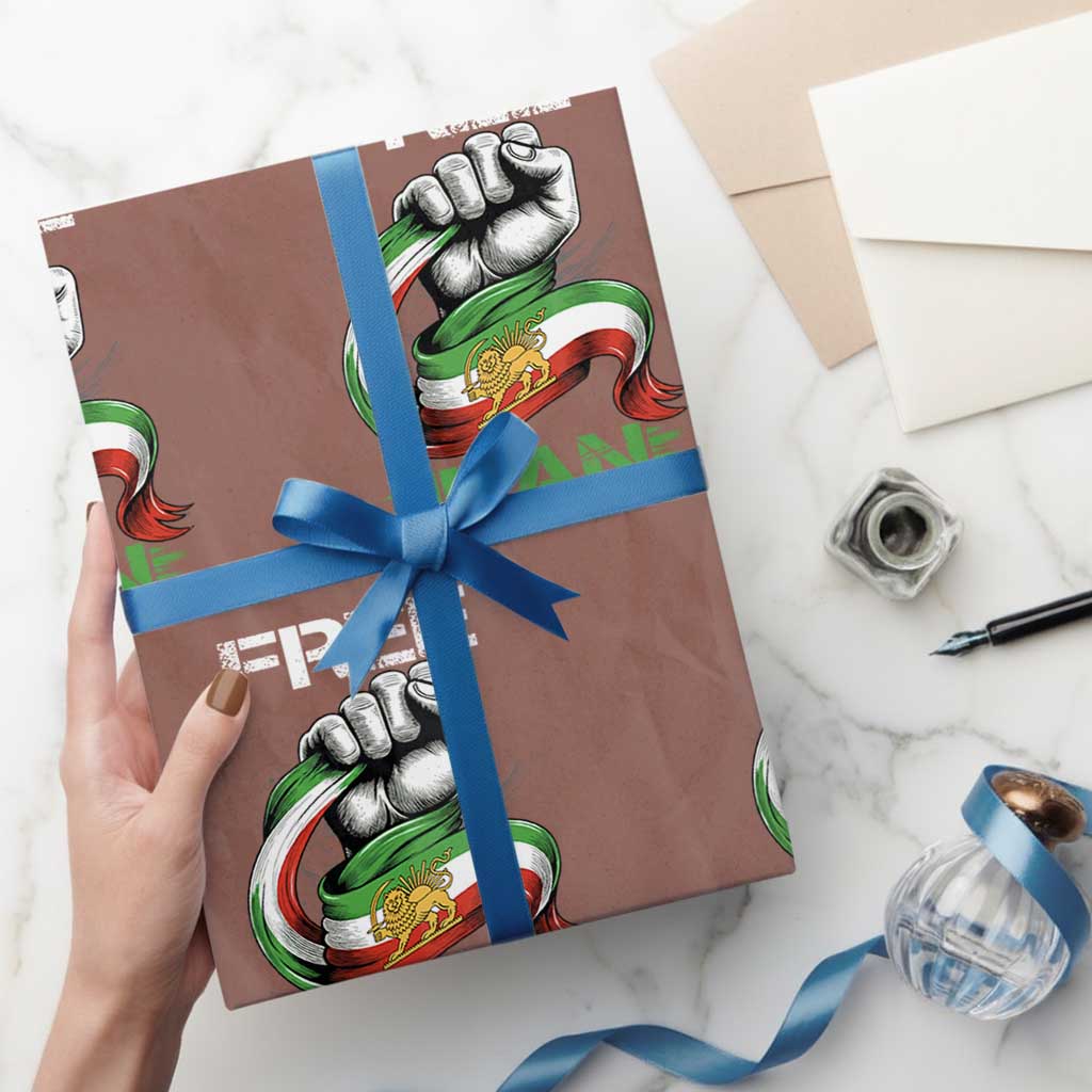 Free Iran Wrapping Paper Roll Iran Lion Sun Flag Fist