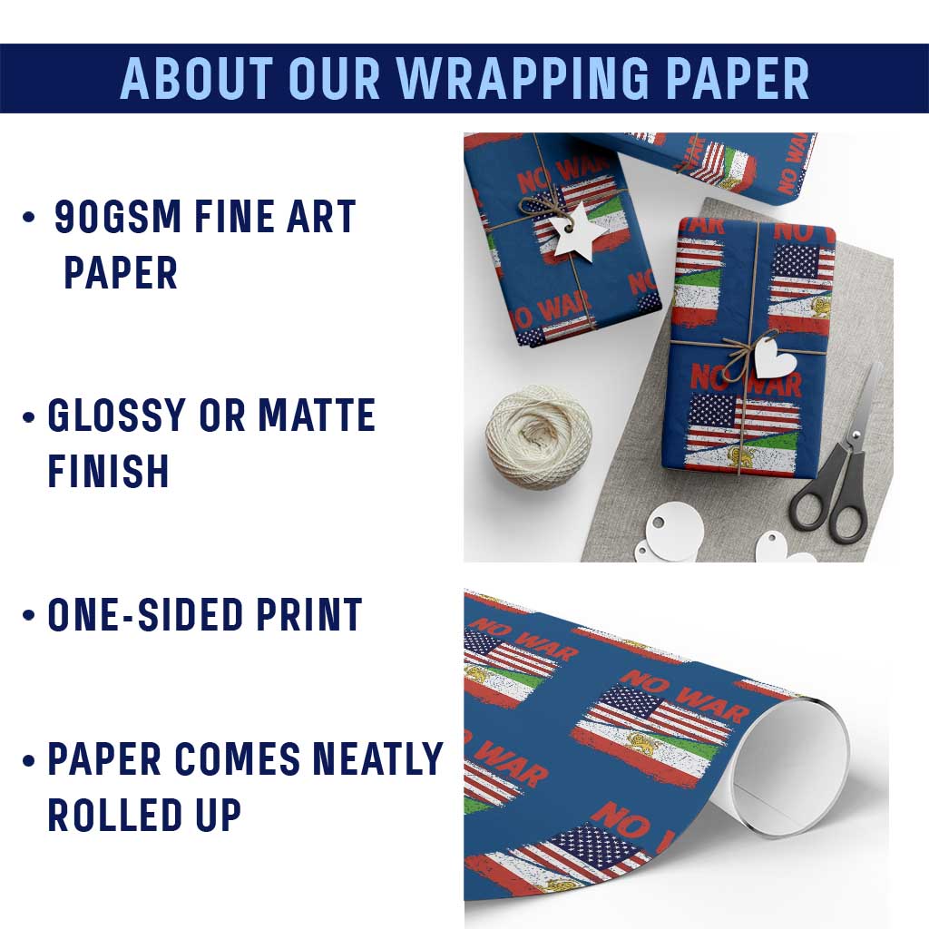 Free Iran Wrapping Paper Roll No War Peace American Iran Unity