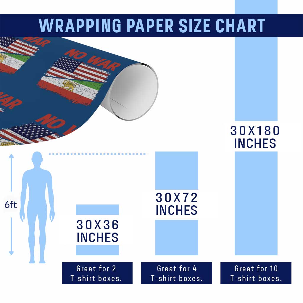 Free Iran Wrapping Paper Roll No War Peace American Iran Unity