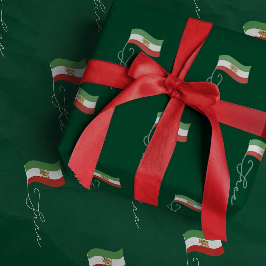 Free Iran Wrapping Paper Roll Patriotic Iranian Lion and Sun Flag