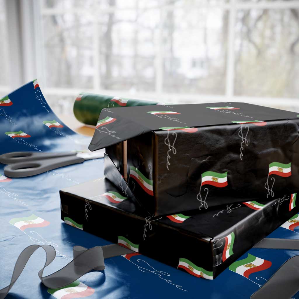 Free Iran Wrapping Paper Roll Patriotic Iranian Lion and Sun Flag