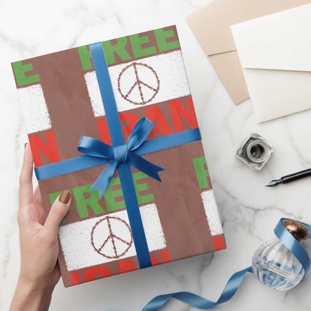 Free Iran Wrapping Paper Roll Stop War Barbed Wire Peace Sign