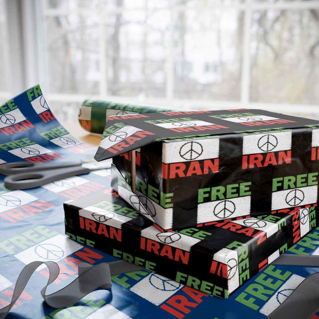 Free Iran Wrapping Paper Roll Stop War Barbed Wire Peace Sign