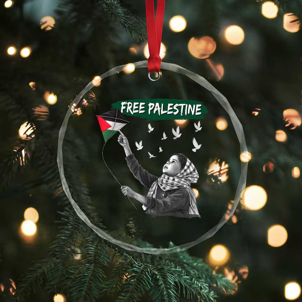 Free Palestine Crystal Glass Ornament Gaza Palestinian Flag TS10