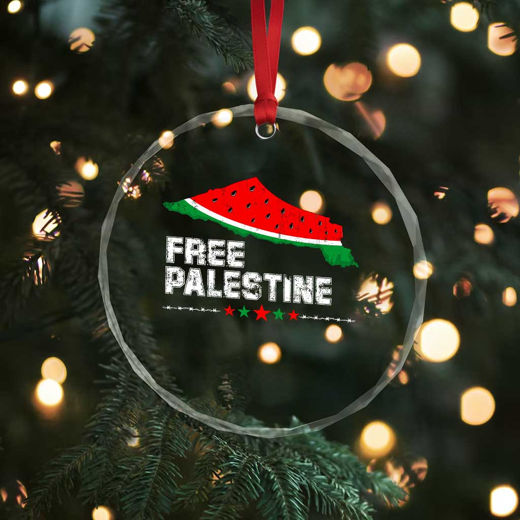 Free Palestine Crystal Glass Ornament Watermelon Map TS10