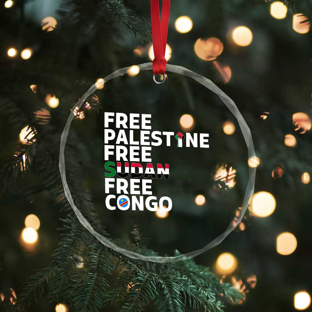 Free Palestine Sudan Congo Crystal Glass Ornament Human Rights Activist Justice and Solidarity - Wonder Print Shop