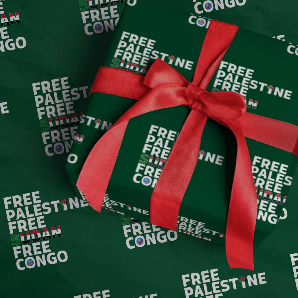 Free Palestine Sudan Congo Wrapping Paper Roll Human Rights Activist Justice and Solidarity - Wonder Print Shop