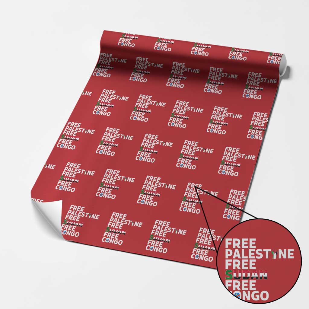 Free Palestine Sudan Congo Wrapping Paper Roll Human Rights Activist Justice and Solidarity - Wonder Print Shop