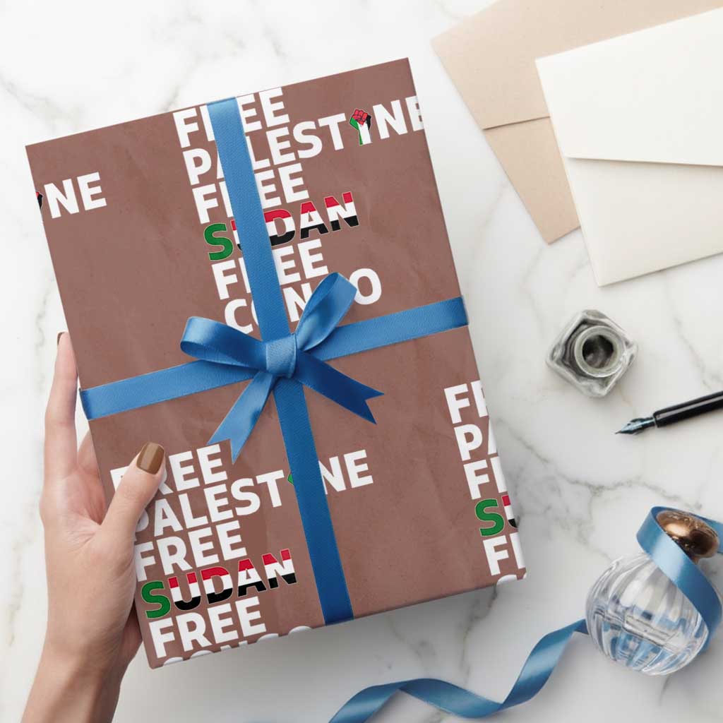Free Palestine Sudan Congo Wrapping Paper Roll Human Rights Activist Justice and Solidarity - Wonder Print Shop