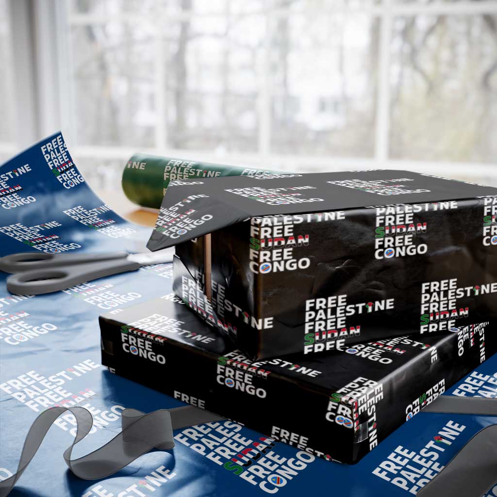 Free Palestine Sudan Congo Wrapping Paper Roll Human Rights Activist Justice and Solidarity - Wonder Print Shop