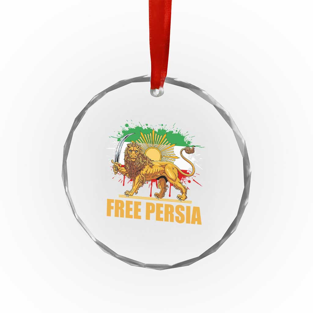 Free Persian Crystal Glass Ornament Iran Flag Lion And Sun Persian Pride Iranian Protests