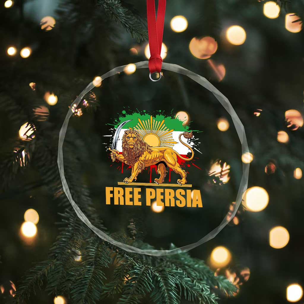 Free Persian Crystal Glass Ornament Iran Flag Lion And Sun Persian Pride Iranian Protests