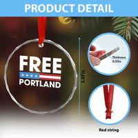 Free Portland Patriotic Crystal Glass Ornament Bold Political Statement American Flag - Wonder Print Shop