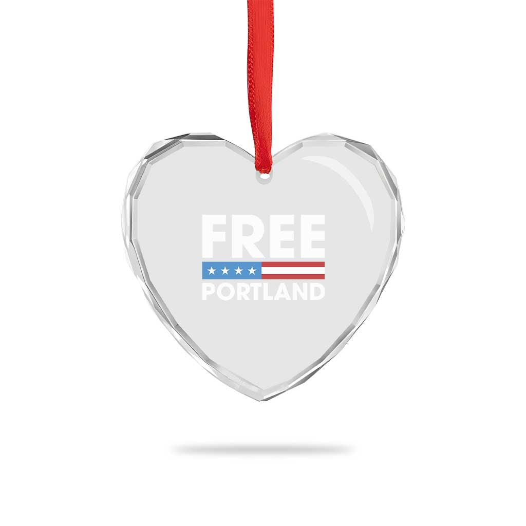 Free Portland Patriotic Heart Crystal Glass Ornament Bold Political Statement American Flag - Wonder Print Shop