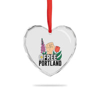 Free Portland Raised Fist Heart Crystal Glass Ornament Patriotic Oregon Freedom Floral Justice - Wonder Print Shop