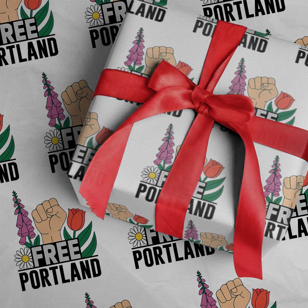 Free Portland Raised Fist Wrapping Paper Roll Patriotic Oregon Freedom Floral Justice - Wonder Print Shop