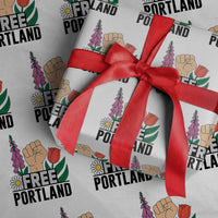 Free Portland Raised Fist Wrapping Paper Roll Patriotic Oregon Freedom Floral Justice - Wonder Print Shop