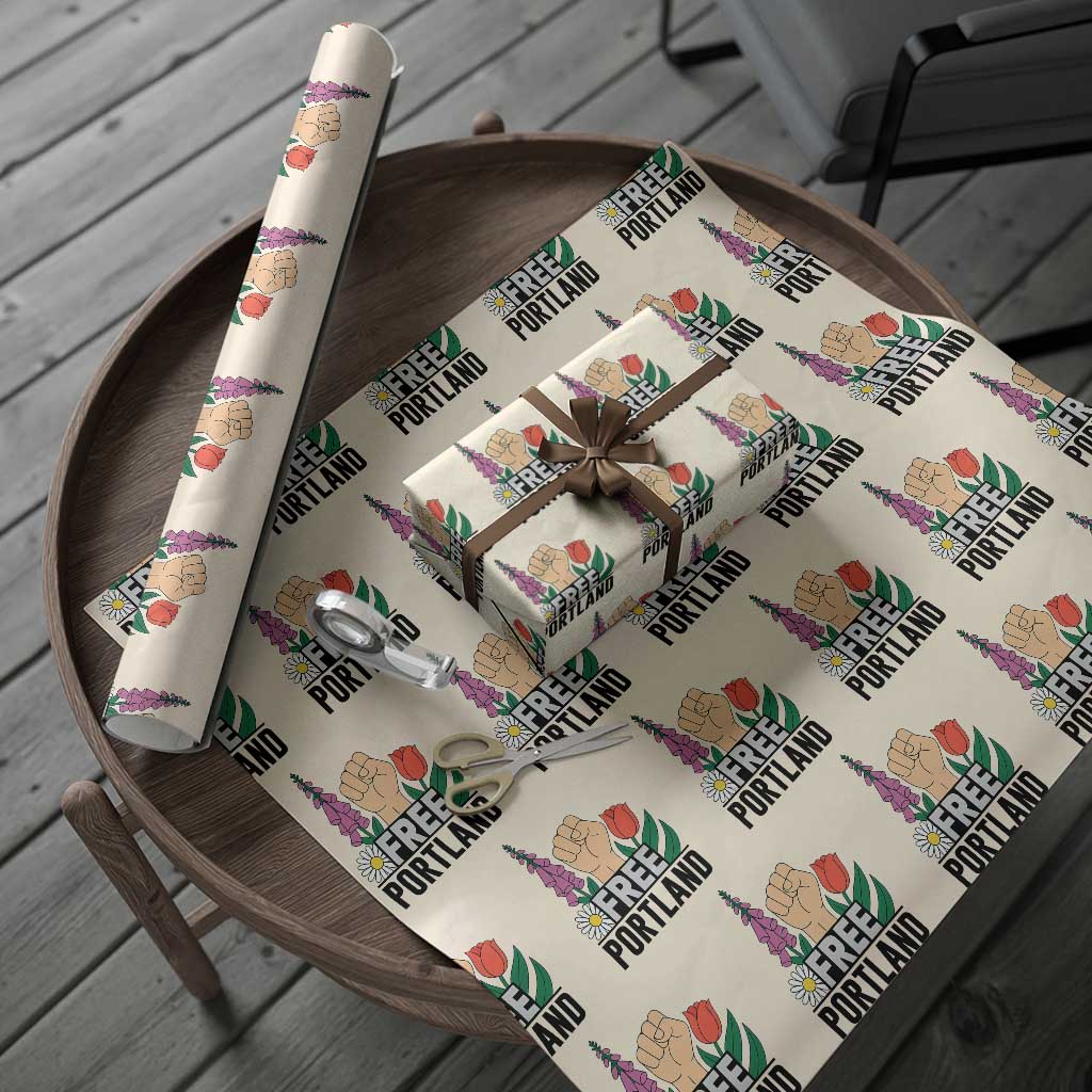 Free Portland Raised Fist Wrapping Paper Roll Patriotic Oregon Freedom Floral Justice - Wonder Print Shop