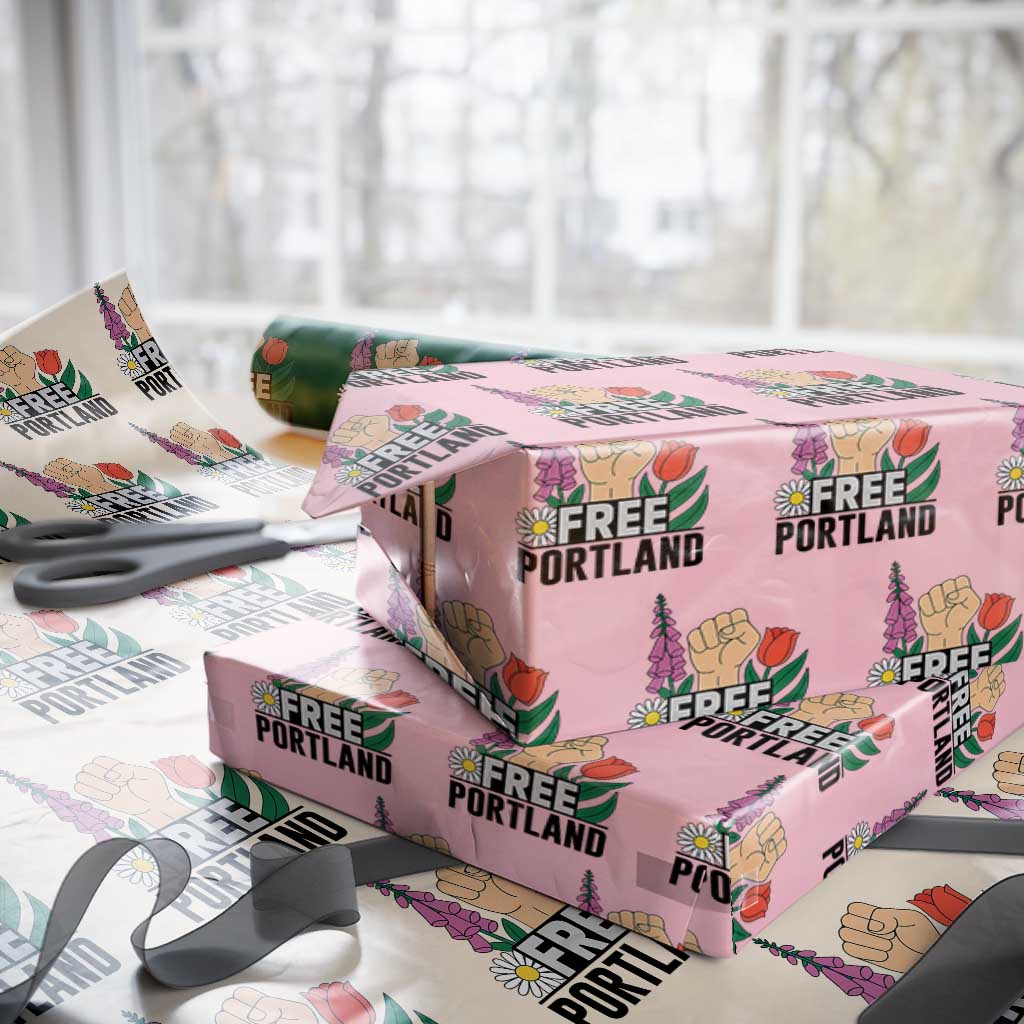 Free Portland Raised Fist Wrapping Paper Roll Patriotic Oregon Freedom Floral Justice - Wonder Print Shop