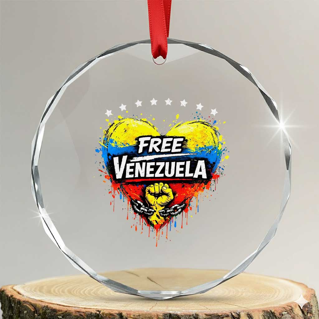 Free Venezuela Crystal Glass Ornament Freedom Venezuelan Flag Hand Fist Graphic - Wonder Print Shop