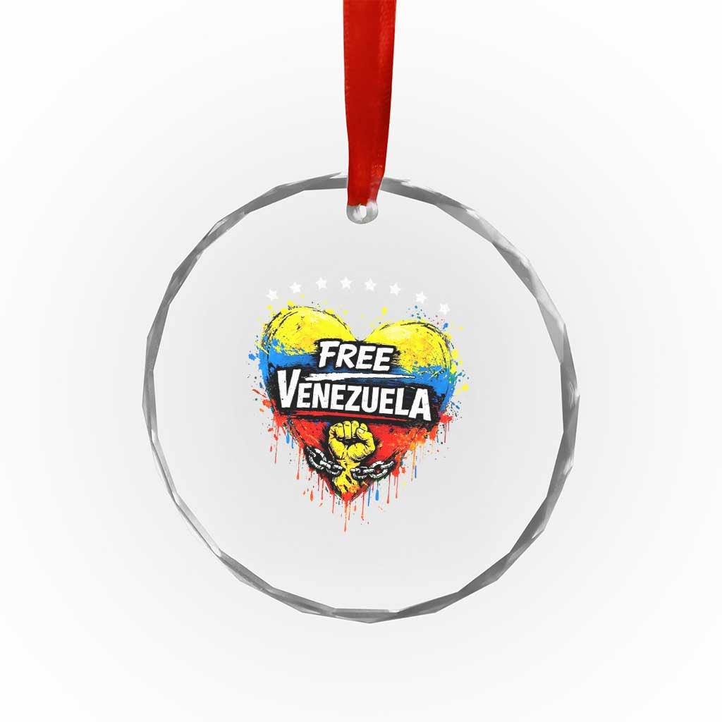 Free Venezuela Crystal Glass Ornament Freedom Venezuelan Flag Hand Fist Graphic - Wonder Print Shop