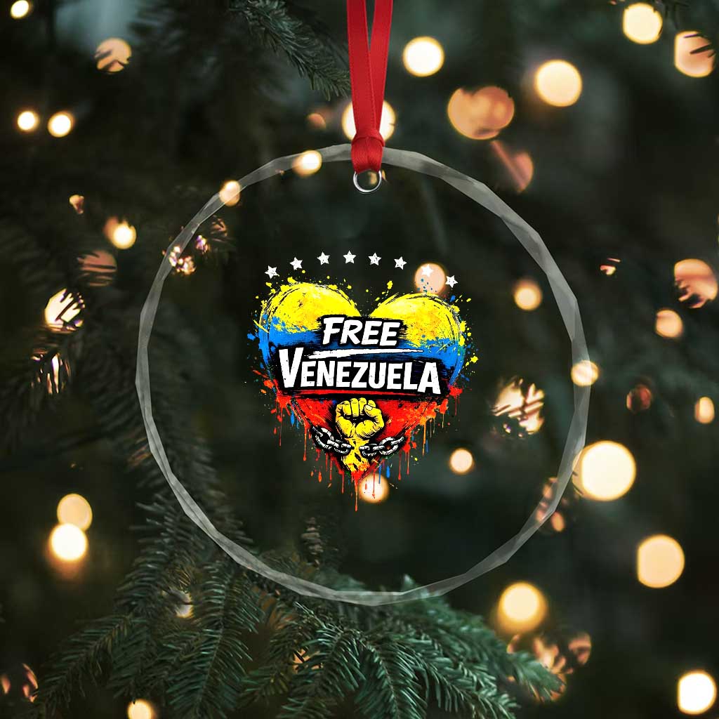 Free Venezuela Crystal Glass Ornament Freedom Venezuelan Flag Hand Fist Graphic - Wonder Print Shop