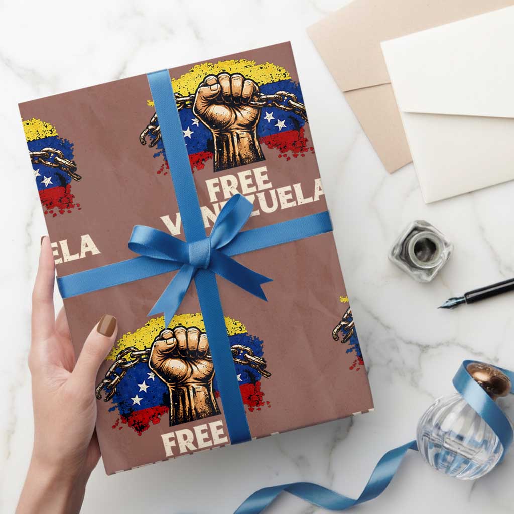 Free Venezuela Flag Chain Breaker Wrapping Paper Roll Powerful Liberation for Liberation Supporters - Wonder Print Shop