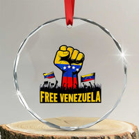 Free Venezuela Flag Crystal Glass Ornament Raised Fist Resistance for Liberation Supporters - Wonder Print Shop
