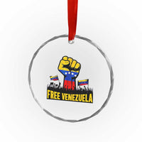 Free Venezuela Flag Crystal Glass Ornament Raised Fist Resistance for Liberation Supporters - Wonder Print Shop