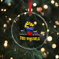 Free Venezuela Flag Crystal Glass Ornament Raised Fist Resistance for Liberation Supporters - Wonder Print Shop