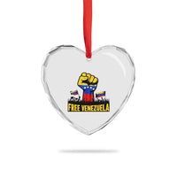 Free Venezuela Flag Heart Crystal Glass Ornament Raised Fist Resistance for Liberation Supporters - Wonder Print Shop