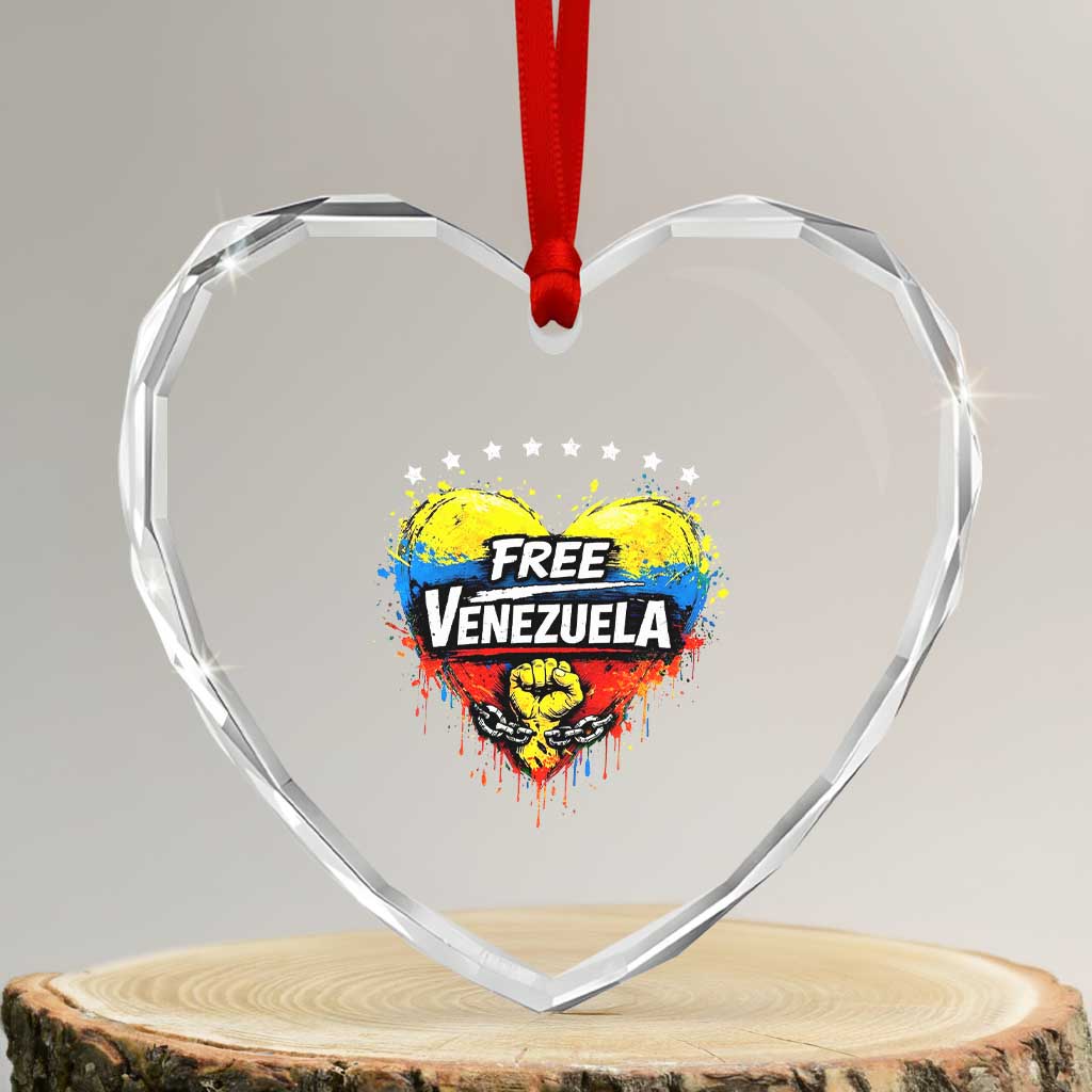 Free Venezuela Heart Crystal Glass Ornament Freedom Venezuelan Flag Hand Fist Graphic - Wonder Print Shop
