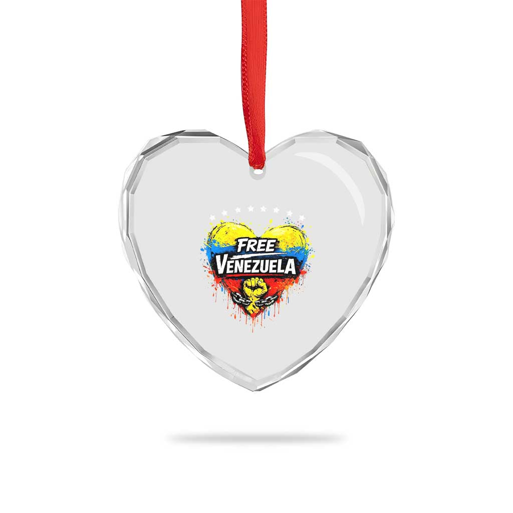 Free Venezuela Heart Crystal Glass Ornament Freedom Venezuelan Flag Hand Fist Graphic - Wonder Print Shop