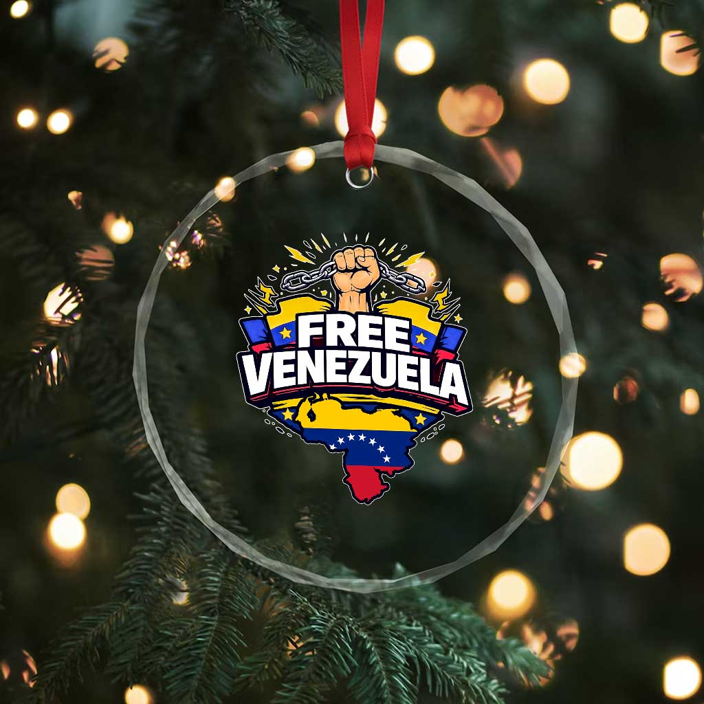 Free Venezuela Raised Fist Crystal Glass Ornament Libre Venezuelan Flag Map Liberation - Wonder Print Shop