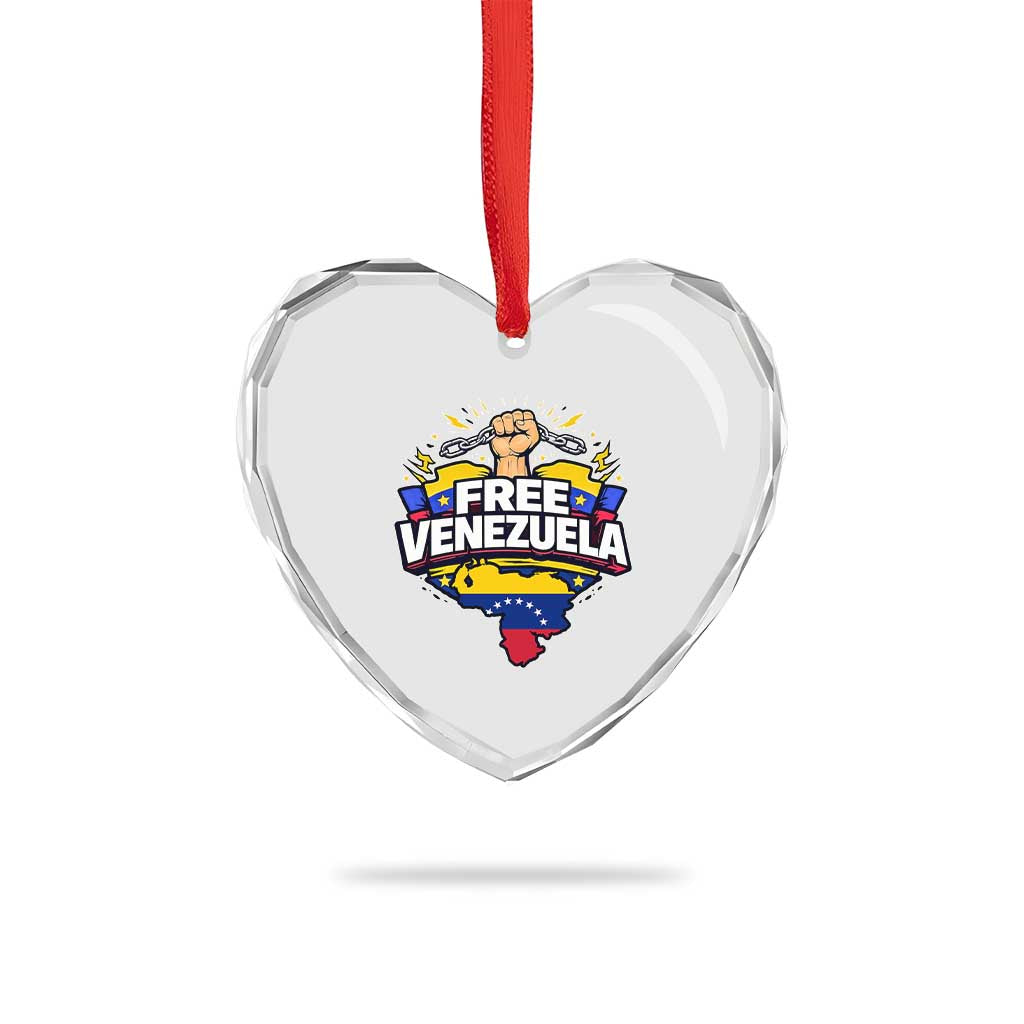 Free Venezuela Raised Fist Heart Crystal Glass Ornament Libre Venezuelan Flag Map Liberation - Wonder Print Shop