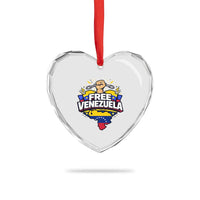 Free Venezuela Raised Fist Heart Crystal Glass Ornament Libre Venezuelan Flag Map Liberation - Wonder Print Shop
