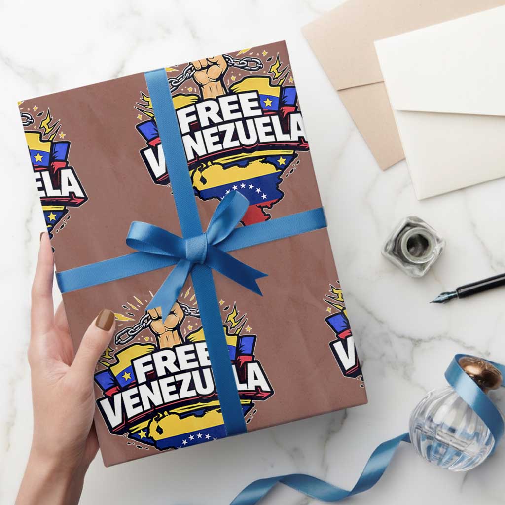Free Venezuela Raised Fist Wrapping Paper Roll Libre Venezuelan Flag Map Liberation - Wonder Print Shop