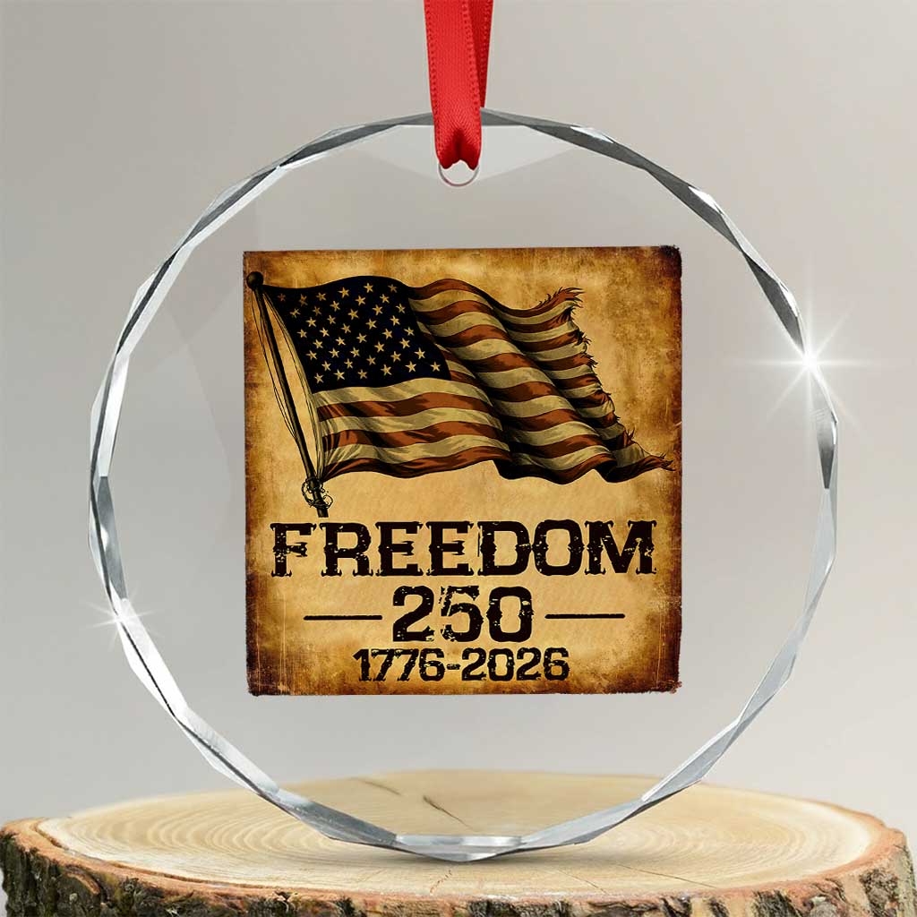Freedom 250 Years America Crystal Glass Ornament Retro Vintage 250th Anniversary USA TS10