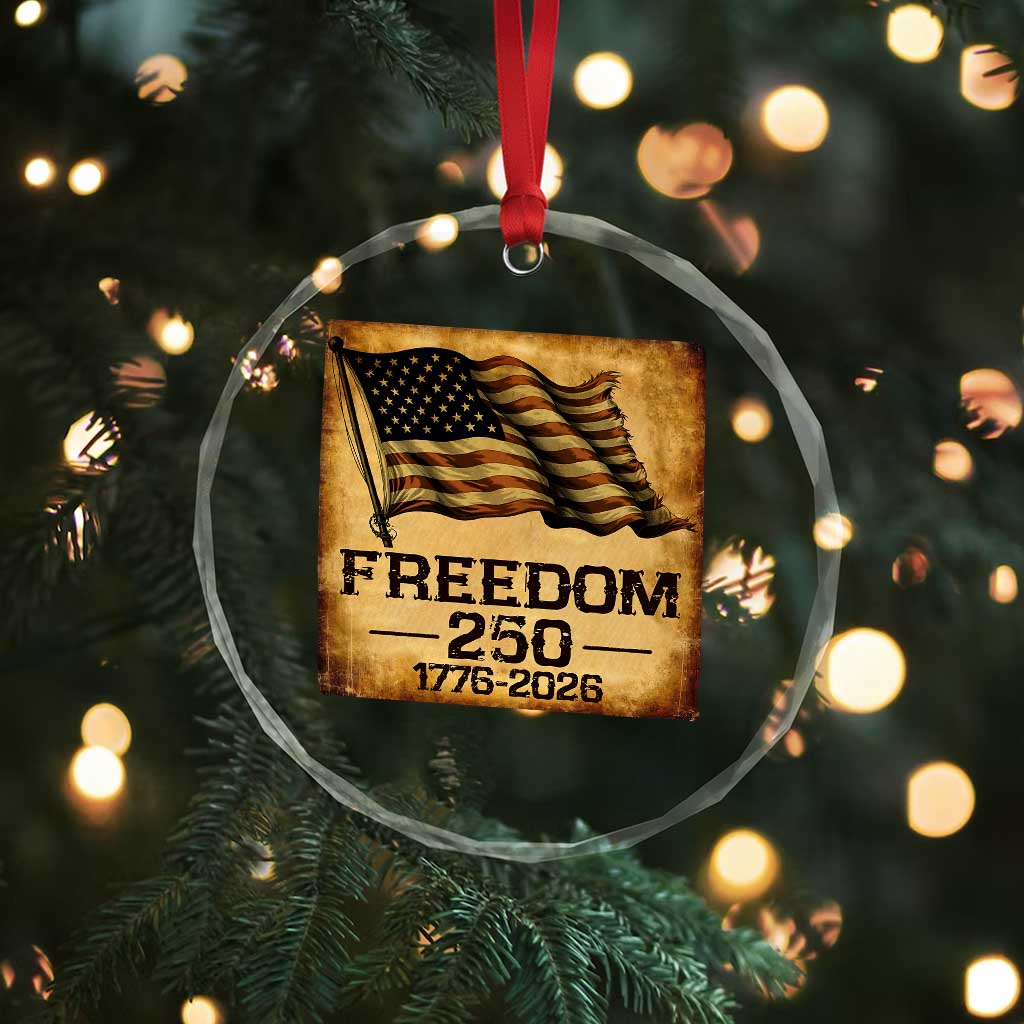 Freedom 250 Years America Crystal Glass Ornament Retro Vintage 250th Anniversary USA TS10