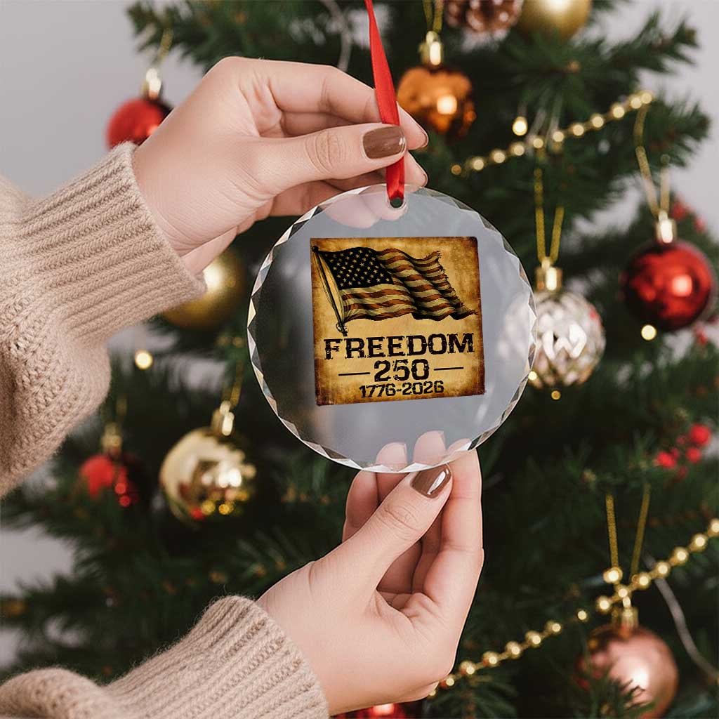 Freedom 250 Years America Crystal Glass Ornament Retro Vintage 250th Anniversary USA TS10