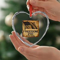 Freedom 250 Years America Heart Crystal Glass Ornament Retro Vintage 250th Anniversary USA - Wonder Print Shop