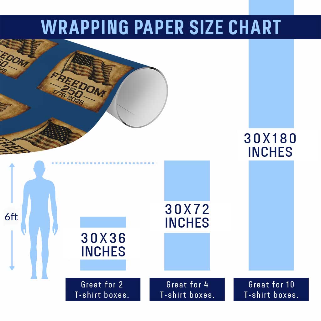 Freedom 250 Years America Wrapping Paper Roll Retro Vintage 250th Anniversary USA - Wonder Print Shop