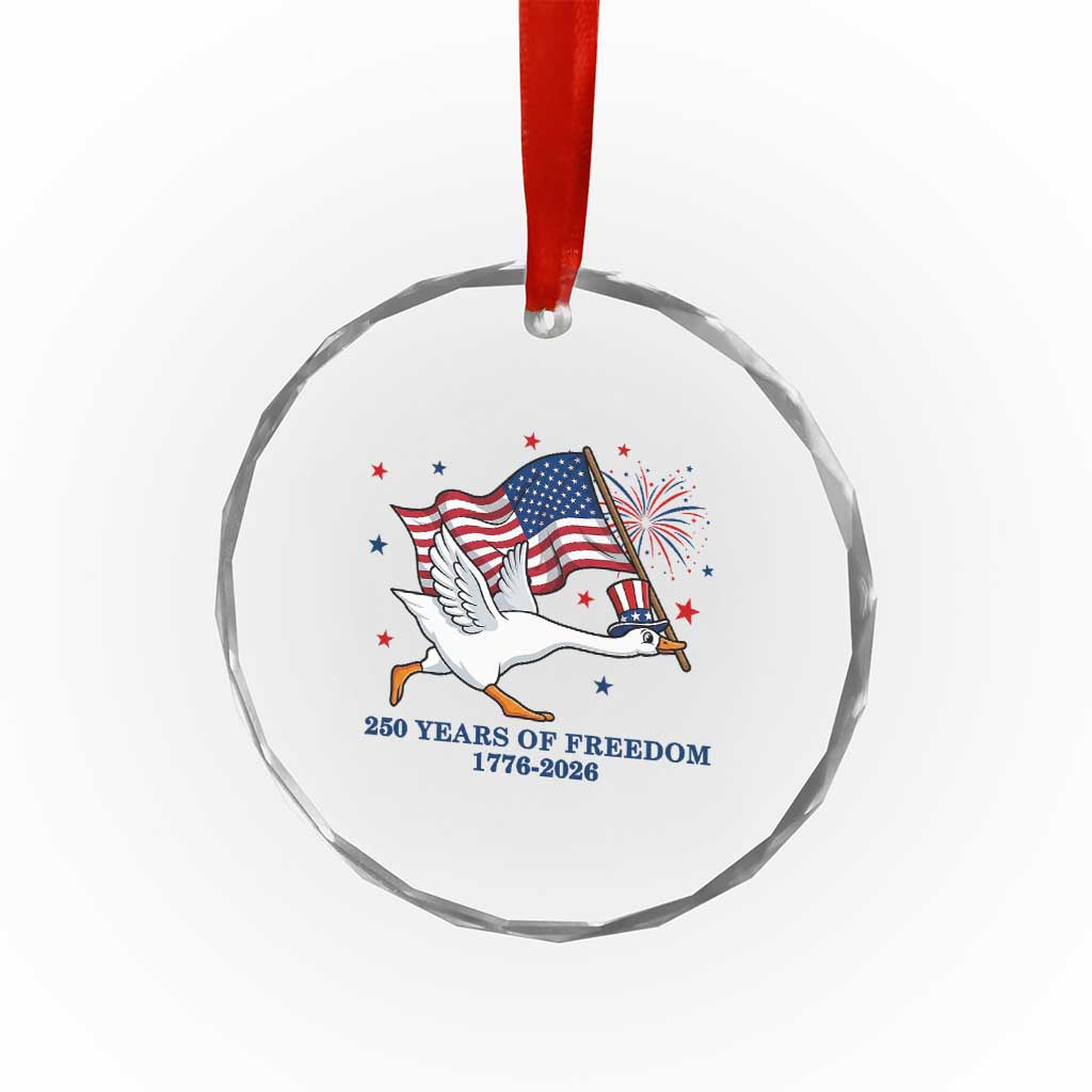 Freedom 250th Anniversary Crystal Glass Ornament Funny 4th Of July Silly Goose